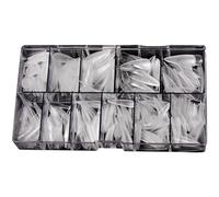 Hangsu Unghie finte lunghe, unghie finte lunghe, in acrilico trasparente, a forma di mandorla, 500 pezzi, unghie artificiali complete con custodia