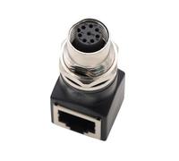 HangTon Adattatore Ethernet da M12 a RJ45, 8 pin A-code femmina per switch di rete, codificatore sensore di automazione di controllo industriale della macchina, CAT5e CAT6 velocità 1 Gbps