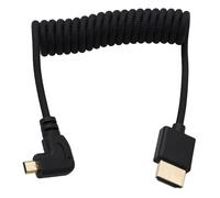 HangTon Cavo a spirale da Micro HDMI ad angolo sinistro a HDMI 8K 4K 60p per monitor Ninja V, Sony A7C R, Canon R6 mkII, XT30II, Lumix S9, da tipo A a tipo D, nero intrecciato