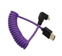 HangTon Cavo ad angolo retto da Micro-HDMI a HDMI 8K per ATOMOS Ninja V Shinobi, Sony ZV-E10 A7C A7R4 A6700, Canon R6II R5C R10, Lumix S5 S9 G100, Fujifilm X-T50, viola intrecciato a spirale, 30 cm