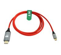 HangTon Cavo da USB-C a HDMI 4K 60p per computer portatile, telefono, tablet a monitor TV HD, proiettore, per iPhone 15/16, MacBook Pro/Air, Galaxy S24, Dell, rosso intrecciato, 3 m