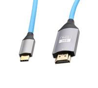 HangTon Cavo da USB di tipo C a HDMI 4K 60P per fotocamera del computer portatile a monitor TV HD, display del proiettore, Canon EOS R5C R6, iPhone 15/16, Atomos Ninja V, Portkeys, blu intrecciato, 20