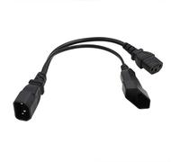 HangTon Cavo di alimentazione UPS PDU splitter a Y, cavo di prolunga IEC320 C14 maschio a C13 femmina + presa europea CEE7/1 10A 12" per computer