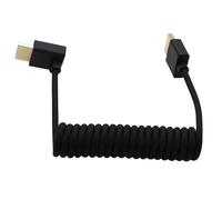HangTon Cavo HDMI ad alta velocità per ATOMOS Ninja V Shinobi, Sony Canon Lumix Nikon Blackmagic TV Laptop PS5 Xbox FEELWORLD Portkeys nero intrecciato a spirale, angolo retto a dritto 8K 4K60