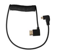 HangTon Cavo Micro HDMI ad angolo sinistro 4K 8K per monitor Sony A7C ZV-E1, Canon R6ii R5C R10, ATOMOS Ninja V Ultra Shinobi Monitor, spirale nera flessibile ad alta velocità, 50 cm