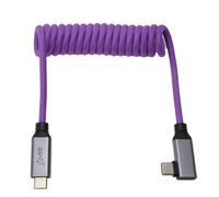 HangTon Cavo USB tipo C 20 Gb/s 100 W 4 K60 Hz per registrazione video Samsung SSD Lumix Nikon Canon Sony Camera iPhone Laptop Display Monitor, ad angolo retto USB-C intrecciato a spirale 30 cm