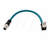 HangTon Gigabit Ethernet M12 8 Pin X-Coded RJ45 Cavo Connettori LAN per Cognex Keyence Basler Automazione sensore industriale 90 gradi CAT 6A Dati di rete ad alta velocità 50 cm