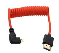 HangTon Micro HDMI a HDMI 8K 4K 60p Cavo a spirale rosso intrecciato 30cm per Canon R5C R8 R10 Sony A7C A7RIV X-T50 Sigma FP Camera ATOMOS Ninja V Ultra Feelword Monitor tipo A D HDMI 2.1