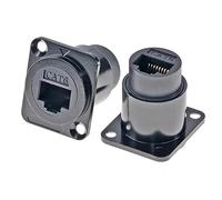 HangTon RJ45 Cat6 Cat5e connettore di rete Ethernet impermeabile, connettore di cavo in linea tipo D presa femmina a femmina per pannello del telaio, estensione passo-attraverso paratia IP65