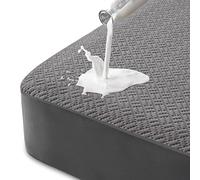 Hanherry Coprimaterasso 100% impermeabile, per letto matrimoniale, grigio, rayon realizzato in spugna di bambù, tessuto 3D, tasca profonda 40,6 cm, rinfrescante, silenzioso, liscio, traspirante