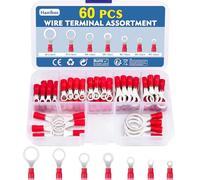 Hanibos 60 terminali ad anello rossi 0,5-1,5 mm² isolati ad anello connettori per fili 22-16 AWG connettori elettrici M3 M4 M5 M6 M8 M10 M12 terminali ad anello connettori a crimpare