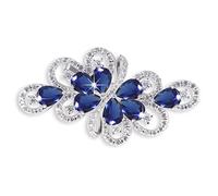Hanie, spilla da donna in argento, con zaffiro a forma di fiore, spilla con gocce blu e bianche, elementi di zirconi, si abbina alla tuta, al pullover, al cappotto, ai vestiti da sera, regalo di lusso