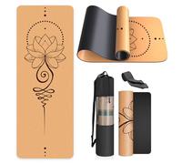 Haninj Tappetino da Yoga in Sughero Antiscivolo - Materassino Fitness per Sport Pilates Ginnastica183X61Cm con Tracolla e sacca,per Casa, Pilates, Aerobica, Palestra E Allenamento
