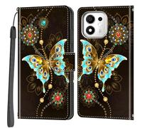 Haninsuze Custodia per Honor 600 Smart, Farfalla Verde | Pelle PU, 3 porta carte, portafoglio libro flip, Folio Stand View, magnetico, multi-pattern cover, cordino