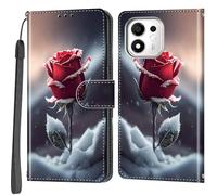 Haninsuze Custodia per Honor 600 Smart, Rose | Pelle PU, 3 porta carte, portafoglio libro flip, Folio Stand View, magnetico, multi-pattern cover, cordino