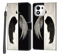 Haninsuze Custodia per Honor 600 Smart, Wing | Pelle PU, 3 porta carte, portafoglio libro flip, Folio Stand View, magnetico, multi-pattern cover, cordino