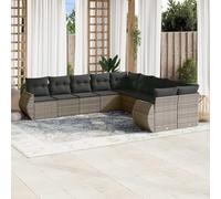 HANJIEFACAI 10 Piece Outdoor Patio Furniture Set with Cushions, Grey PE Rattan Garden Sofa Set for Terrace, Weather Resistant Modular Sectional Seating Group with Removable Covers