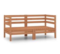 HANJIEFACAI 2-Piece Amber Brown Solid Pine Wood Corner Garden Sofa Set, Outdoor Modular Patio Furniture with 110kg Weight Capacity, Relaxing and Entertaining