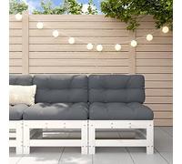 HANJIEFACAI 2-Piece Modular Garden Sofa Set with Cushions, Solid Pine Wood Outdoor Patio Furniture for Terrace, White Frame with Anthracite Cushions, 110kg Load Capacity