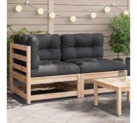 HANJIEFACAI 2 Seater Garden Sofa with Cushions Solid Pine Wood Outdoor Patio Furniture for Terrace Balcony Lounge Relaxation Comfortable Durable