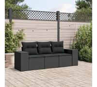 HANJIEFACAI 3 Piece Outdoor Patio Furniture Set with Cushions, Black PE Rattan Garden Sofa for Terrace Backyard, Weather Resistant Modular Sectional Conversation Set with Removable Covers