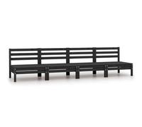 HANJIEFACAI 4 Piece Garden Bench Set in Solid Pine Wood, Outdoor Patio Seating Furniture with Modular Design for Terrace, Backyard, Black Weather-Resistant Wooden Benches