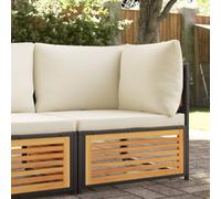 HANJIEFACAI Acacia Wood Corner Sofa Set with Cushions Outdoor Garden Patio Furniture Modular Seating Weather Resistant Comfortable Lounge Chair