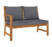 HANJIEFACAI Acacia Wood Garden Bench 114.5cm with Gray Cushion Outdoor Patio Furniture for Garden Terrace Balcony Durable Weather Resistant Comfortable Seating
