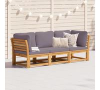 HANJIEFACAI Acacia Wood Garden Furniture Set 3 Piece with Cushions Outdoor Patio Seating Group Modular Design Weather Resistant for Backyard Terrace Relaxation