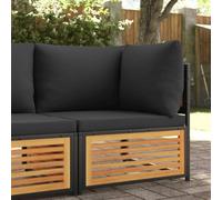 HANJIEFACAI Acacia Wood Outdoor Corner Sofa with Cushions, Modular Garden Furniture Set for Patio Terrace, Weather Resistant Lounge Seating with Removable Washable Covers, 110kg Capacity