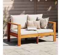 HANJIEFACAI Acacia Wood Outdoor Sofa 2 Seater Garden Patio Furniture with Removable Cushions, Weather Resistant Modular Design for Terrace Balcony Relaxation