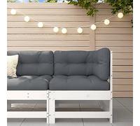 HANJIEFACAI Divano Angolare da Giardino Bianco in Legno Massello di Pino - Set di Mobili da Esterno per Patio Terrazza con Design Modulare e Seduta Comfortevole