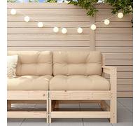 HANJIEFACAI Divano Angolare da Giardino in Legno Massello di Pino, Set 3 Posti Modulare per Esterno, Seduta Comfortevole con Schienale e Braccioli, Design Rustico per Terrazza Giardino Patio