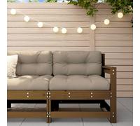 HANJIEFACAI Divano Angolare in Legno Massello di Pino Marrone Ambra per Giardino Patio Terrazza, Design Modulare con Struttura Robusta e Seduta Comfortevole