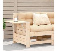 HANJIEFACAI Divano Giardino Senza Braccioli con Cuscino Legno Massello Pino, Comodo Sedile Esterno con Tavolino, Modulare per Terrazza Giardino Patio, Design Rustico Resistente