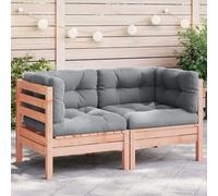 HANJIEFACAI Douglas Fir Wood Garden Corner Sofa Set with Cushions 2pcs, Outdoor Patio Furniture for Terrace Backyard, Modular Design, Weather Resistant, Comfortable Seating Experience