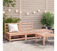 HANJIEFACAI Douglas Fir Wood Garden Sofa Set 2 Seater with Ottoman, Armless Patio Bench Outdoor Furniture for Terrace, Backyard, Modular Design Weather Resistant
