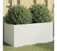 HANJIEFACAI Fioriera Bianca 62x30x29 cm in Acciaio Laminato a Freddo per Giardino Balcone Patio, Fioriera Rialzata Resistente Decorativa per Piante Fiori, Assemblaggio Richiesto