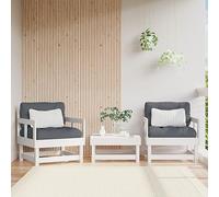 HANJIEFACAI Garden Chairs 2 Pcs White Solid Pine Wood Outdoor Patio Furniture Set with Backrest and Armrests for Terrace, Balcony and Backyard Comfortable Seating