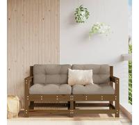HANJIEFACAI Garden Corner Sofa Set 2pcs Amber Brown Solid Pine Wood Outdoor Patio Furniture Modular Sectional with Slat Design for Terrace Backyard