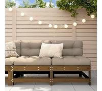 HANJIEFACAI Garden Modular Sofa Set 2pcs Amber Brown Pine Wood Outdoor Patio Furniture with Slatted Design Comfortable Backrest for Terrace Garden