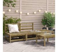 HANJIEFACAI Garden Sofa Set 2 Seater with Footrest, Pressure Treated Pine Wood Outdoor Bench, Modular Patio Furniture for Terrace Backyard Relaxation, Weather Resistant Design