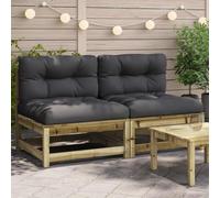 HANJIEFACAI Garden Sofa Set 2 Seater Wooden Outdoor Furniture with Cushions, Pressure Treated Pine Wood Patio Bench for Terrace Backyard Balcony, Modular Design Weather Resistant Comfortable Seating