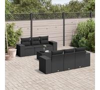 HANJIEFACAI Garden Sofa Set 7pcs Black PE Rattan Outdoor Furniture with Cushions Weather Resistant Patio Seating for Terrace Garden Balcony Lounge Relaxation