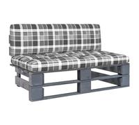 HANJIEFACAI Garden Sofa Set Grey Wood Pallet Modular Central Seat with Cushions, Weather Resistant Pine Furniture for Patio, Outdoor Lounge, Living Room