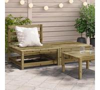 HANJIEFACAI Garden Sofa Set with Footrest, Impregnated Pine Wood Outdoor Furniture for Patio Terrace, Modular Design, Weather Resistant, Comfortable Seating Experience