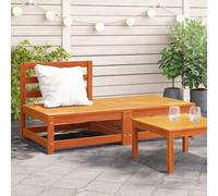 HANJIEFACAI Garden Sofa Set with Footrest, Solid Pine Wood Outdoor Patio Furniture, Modular Seating Bench for Terrace, Brown Wax Finish, 110kg Capacity