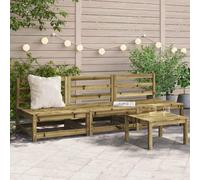 HANJIEFACAI Outdoor Garden Sofa Set 3 Seater Wooden Bench Without Armrests Pine Impregnated Weather Resistant Patio Terrace Furniture 70x70x67 cm