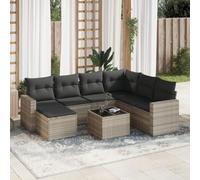 HANJIEFACAI Outdoor Garden Sofa Set 8 Pieces with Light Gray Cushions Poly Rattan Furniture for Patio Terrace Backyard Weather Resistant Modular Seating Group