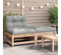 HANJIEFACAI Outdoor Garden Sofa Set with Cushions and Ottoman, Armless Patio Bench with Slatted Design, Modular Furniture for Terrace, Backyard, Made of Solid Pine Wood